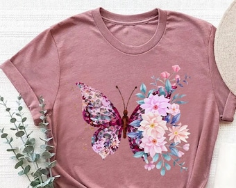 Floral Butterfly Shirt,Butterfly Shirt,Floral Shirt,Gardening Shirt for Mom,Love Butterfly Shirt,Shirt For Mom,Flower Tee,Floral mom day Tee