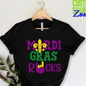 Rock and Roll Mardi Gras Shirt, Flower De Luce Shirt, Carnival Party Clothing, Mardi Gras Carnival Costume, Rock n Roll Birthday Louisiana
