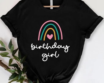 Boho Rainbow Birthday Girl Shirt, Cute Kids Birthday Outfit