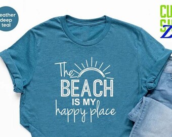 Beach Shirt,My Happy Place Shirt,Travel Gift,Summer Vacation Shirt,Family Vacation Shirt,Beach Lover Shirt,Funny Summer Shirt,Holiday shirt