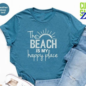 Beach Shirt,My Happy Place Shirt,Travel Gift,Summer Vacation Shirt,Family Vacation Shirt,Beach Lover Shirt,Funny Summer Shirt,Holiday shirt