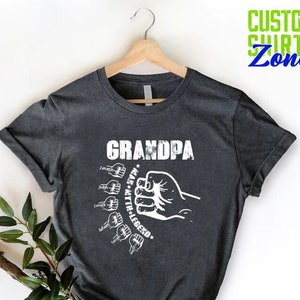 Personalized Grandpa Shirt,Custom Fist Bump Kids Name Tee,Fathers Day Gift,Gift for Grandpa,Papa Shirt,Daddy Tshirt,Grandkids Name Shirt