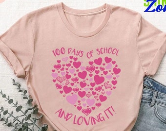 100 Days Of Hearts Gift,100th Day Of Loving School Shirt For Girl,Women Teacher 100 Days Celebration Shirt,Hearts 100th Day,Teacher Outfit