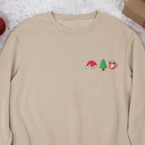 Embroidered Christmas Sweatshirt,Embroidered Santa Sweatshirt, Christmas Gift for Family, Christmas Party Sweatshirt, Xmas Hat Crewneck
