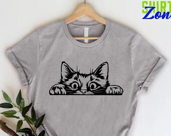 Peeking Cat T-Shirt, Funny Cat Lover Gift