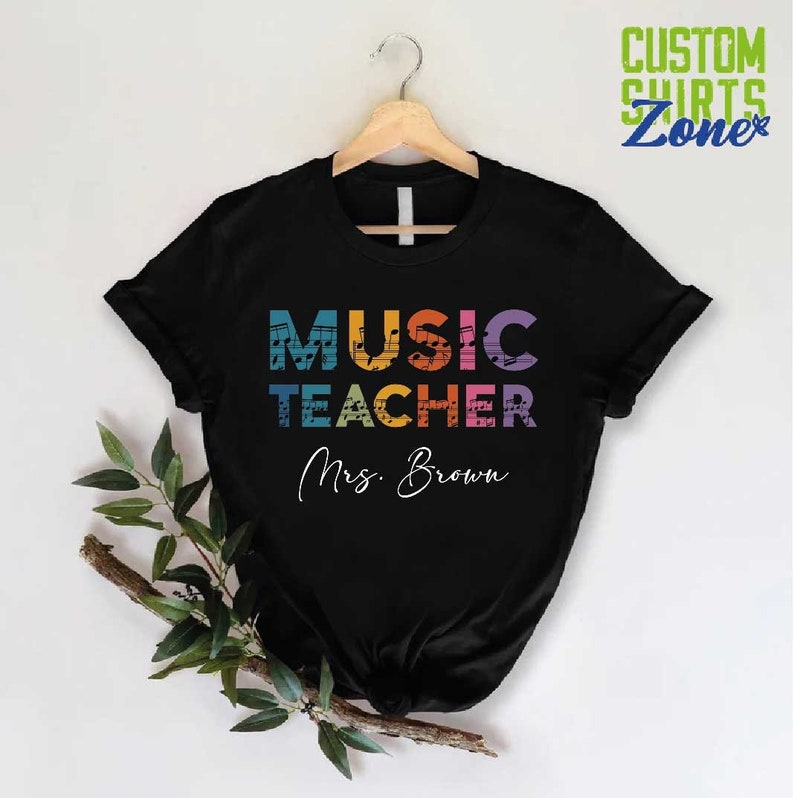 Custom Music Teacher Shirt, Gift For Musician, Personalized Music Teacher Gift, Piano Teacher Gift, Music Lover Shirt, Piano Teacher Shirt image 1