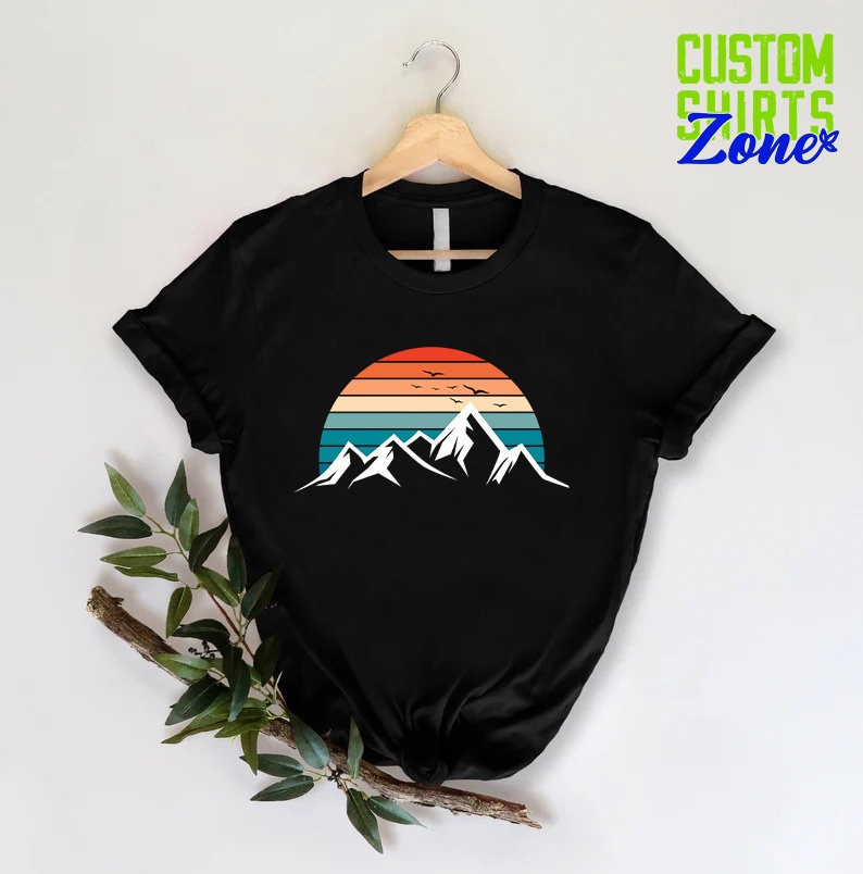 Retro Vintage Sunset Shirt, Mountain Shirt, Hiking T-shirt