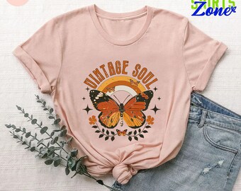 トップス vintage ozone butterfly flower design Amazon.com: Vintage Butterfly - Moth Aesthetic T Shirt