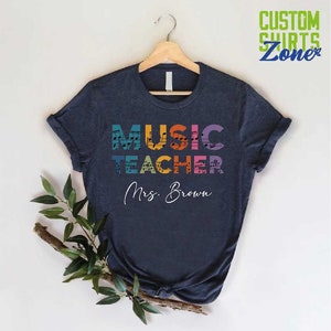 Custom Music Teacher Shirt, Gift For Musician, Personalized Music Teacher Gift, Piano Teacher Gift, Music Lover Shirt, Piano Teacher Shirt image 8