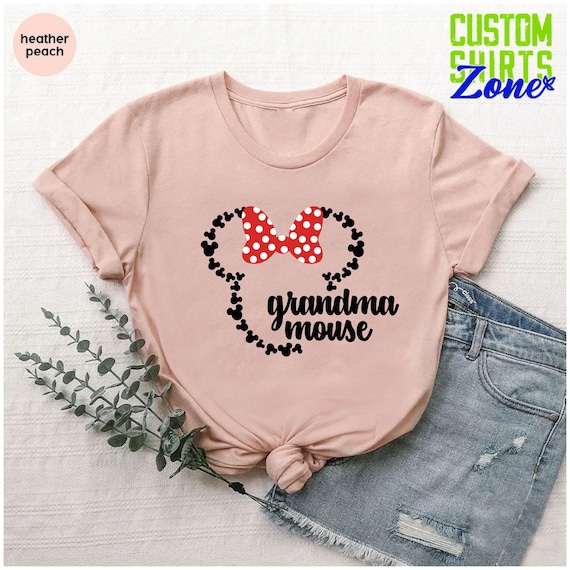 Disney Grandma Shirt, Grandma Mouse Shirt, Women Disney Shirt, Mama Day Shirt, Grandmother Minnie Head T-Shirts, Cute Grandma Gifts