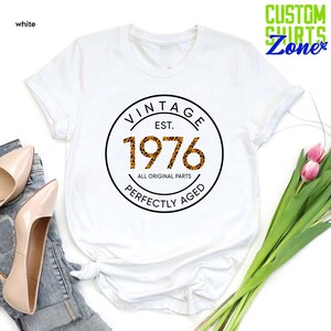 Vintage 1976 Shirt for Women, 50th Birthday Gift, Leopard Design Gift for Her, 50th Birthday Party Shirt, Mom Birthday Gift, Perfectly Aged image 4
