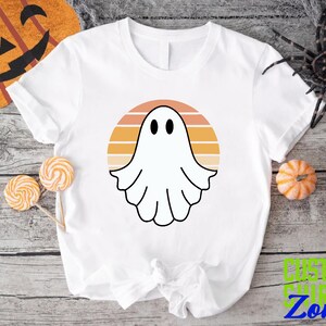 Vintage Halloween Ghost, Retro Ghost Shirt, Cute Ghost Shirt, Vintage Ghost Halloween, Retro Fall Shirt, Fall Shirt, Sunset Rainbow Shirt image 9