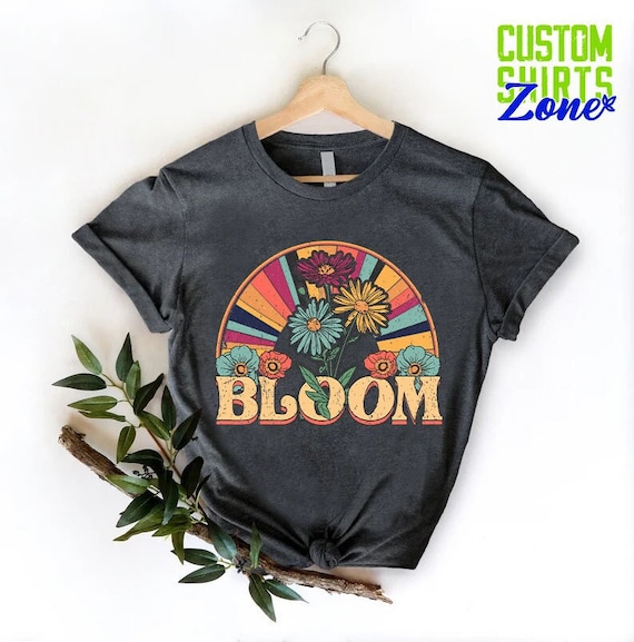 Retro Bloom Shirt, 70s Hippie Shirt, Boho Rainbow Shirt, Wildflower Shirt, Plant Mom Gift, Hippie Gift, Retro Vintage Shirt, Gift for Mom