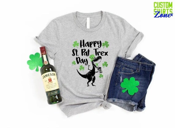 Mens St Pat Trex Day,Dinosaur St Patricks Day Shirt,St Paddys Gift For Kids,Boys Funny St. Patrick's Day Tee,Shamrock Shirt,Irish Day Shirt