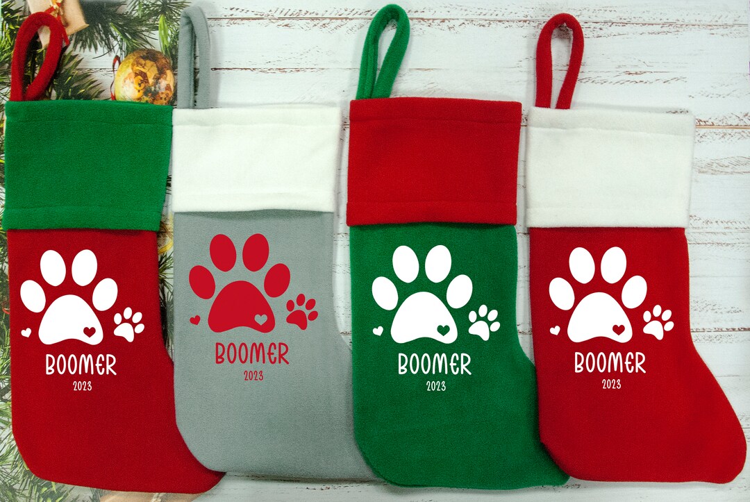 Pet Christmas Stockings, Puppy Xmas Stocking, Custom Dog Name Christmas