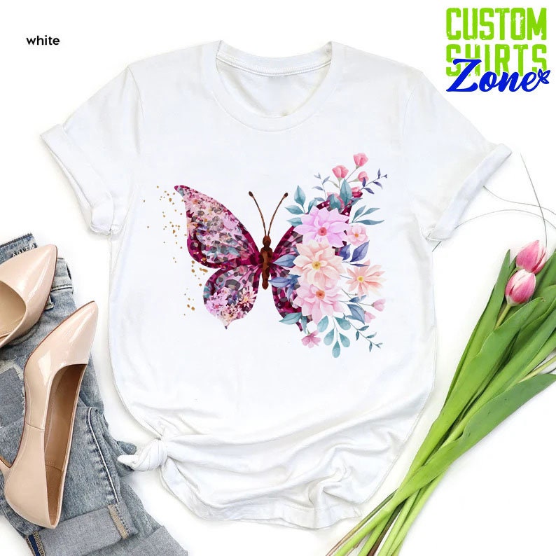 Floral Butterfly Shirt Hippie Shirt Butterfly Lover Gift - Etsy