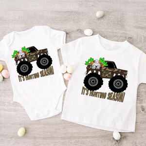 Easter Truck Hunting Shirt,Hunting Easter Tee For Boy,Camo Gift Toddler Boy,Trucker Baby Bodysuit,Easter Hunting Camo Baby,Bunny Trucker Tee immagine 3