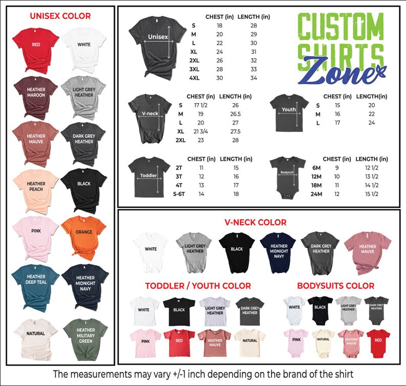 a poster showing the sizes of t - shirts