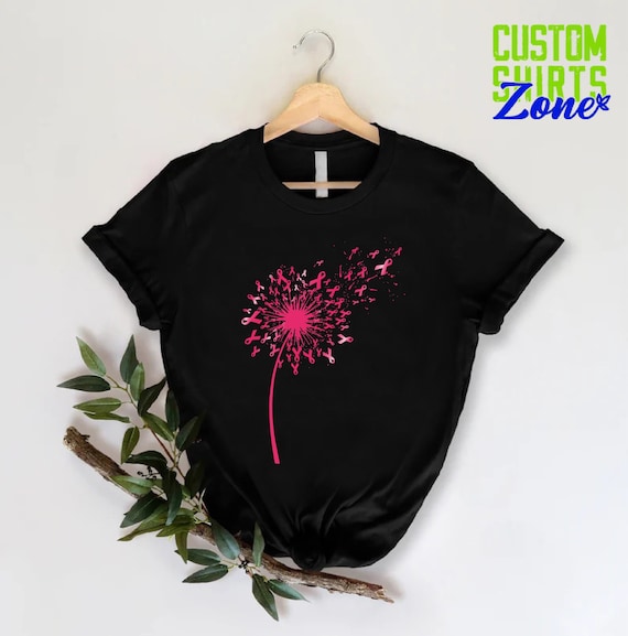 Breast Cancer Awareness Shirt,Pink Dandelion Shirt,Cancer Fighter Shirt,Warrior Shirt,Cancer Support Shirt,Breast Cancer Shirts for Women