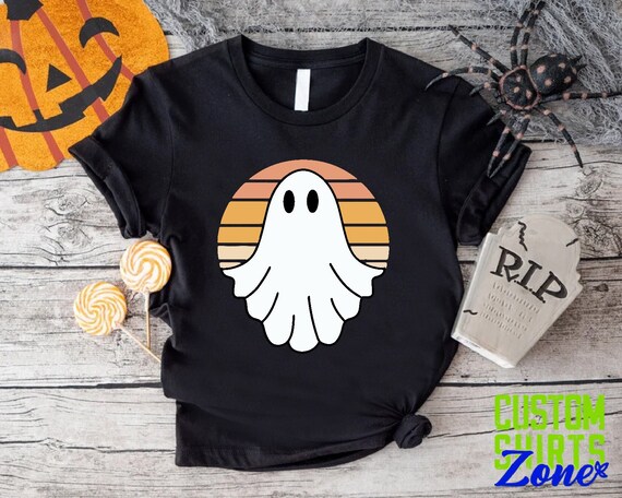 Vintage Halloween Ghost, Retro Ghost Shirt, Cute Ghost Shirt, Vintage Ghost Halloween, Retro Fall Shirt, Fall Shirt, Sunset Rainbow Shirt