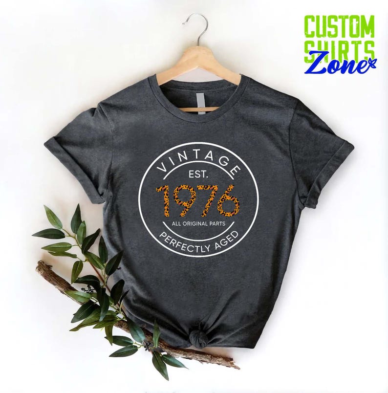 Vintage 1976 Shirt for Women, 50th Birthday Gift, Leopard Design Gift for Her, 50th Birthday Party Shirt, Mom Birthday Gift, Perfectly Aged image 5