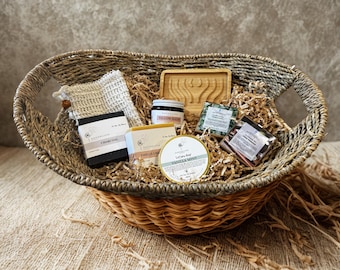 Natürliches Hautpflege Geschenk-Set | Umweltfreundliches Selbstpflegegeschenk | Talgbalsam & Artisan Seife | Spa-Geschenkbox | Nachhaltiges Wellness Geschenk