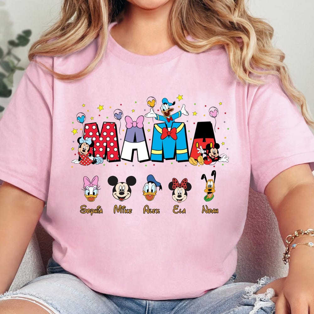 Disney Mother'S Day Custom Shirt With Kids' Names, Mother'S Day Gift Shirt, Personalized Mother'S Day Gift, Mickey And Friends Mama Shirt Teesummer