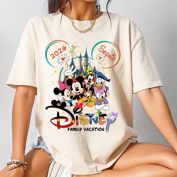 Disney Family Vacation 2026 Shirt, Custom Name Disneyland Family Trip T-Shirt, Disneyworld Matching Tee