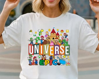 Universe Epic Mario Shirt, Theme Park Family Vacation Shirt, Gaming Character Tee