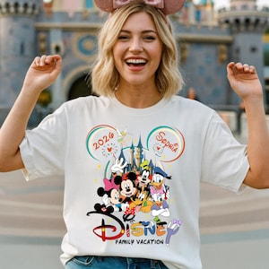 Disney Family Vacation 2026 Shirt, Custom Name Mickey and Friends Family Trip T-Shirt, Group Tee