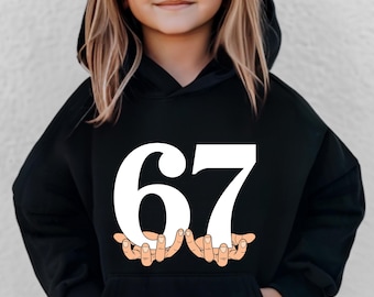 Six Seven 6 7 Meme Sweatshirt: Aesthetic Hand Sign Streetwear Hoodie, Viral Internet Meme Humor Kid Sweatshirt, Funny Generation Z