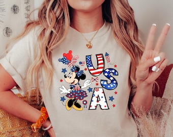 Minnie Mouse 4th of July Tee, Patriotic USA Shirt, America Girls Gift T-shirt