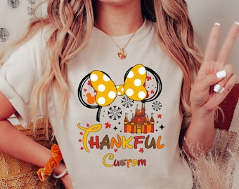 Custom Matching Thankful Shirts, Mickey and Minnie Ears Shirts, Happy Thanksgiving Shirt