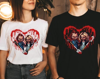 Chucky and Tiffany Halloween Couple Shirts, Funny Matching Tee
