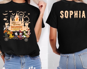 Custom Name Mickey and Friends Halloween Vacation Shirt, Personalized Family Matching Halloween Tee