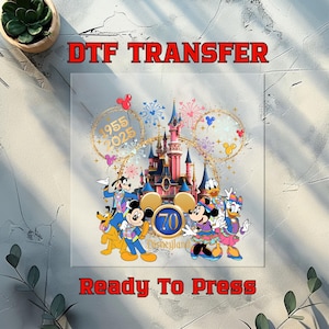 Custom Name Disneyland 70th Anniversary DTF Transfer, Retro Theme Park DTF, Disney Family Vacation Dtf, Vintage 70th Anniversary DTF Print