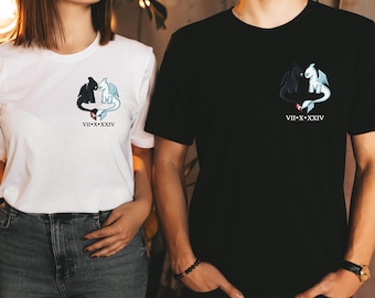 Custom Text Toothless and Light Fury Couple Shirt, Toothless Matching Dragon Tee