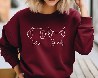 Custom Dog Sweatshirt, Personalized Dog Ears Sweatshirt with Name, Custom Dog Mom Sweatshirt, Dog Dad Gift for Pet Gift for Him, Pet Lovers