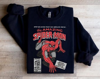 Vintage 90s Spider-Man Sweatshirt, Retro Comic Book Hoodie