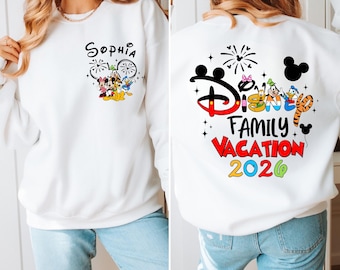 Custom Name Disney Family Vacation Sweatshirt 2026, Matching Disney Trip Hoodie, Disneyland Group Adult/Youth and Toddler Sweatshirt/Hoodie