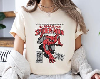 Vintage 90s Marvel The Amazing Spider Man Shirt, Funny Spiderman Comic Shirt, Spider Man Matching Shirt, Spiderman Birthday Gift