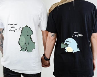 Lovely Dinosaur Matching Couple Hoodie Shirt for Couple, Valentine’s Day Dinosaur Matching Shirt, Matching Tee, Gift For Lovers Shirt
