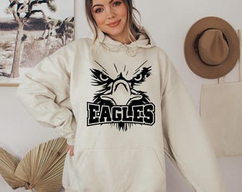 Sudadera con capucha con el personaje de los Eagles, sudadera con el orgullo de la escuela, día del partido de fútbol americano