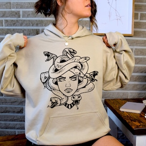Medusa Snake Face Hoodie, Goddess Medusa Hoodie, Greek Mythology Hoodie, Snakes Head Witch Hoodie, Mythology Hoodie, Witchy Woman Hoodie