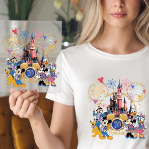 Custom Name Disneyland 70th Anniversary DTF Transfer, Disney Group Tee, Disney Family Vacation Dtf, Vintage 70th Anniversary DTF Print
