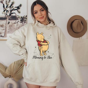 Mommy To Bee Hoodie, Winnie The Pooh Sweatshirt, Pregnancy Reveal, Funny Maternity, Gift for Mommy, Baby Announcement, Baby Shower Gift