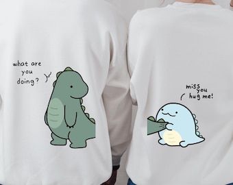Sweat-shirt à capuche pour couple assorti beau dinosaure pour
