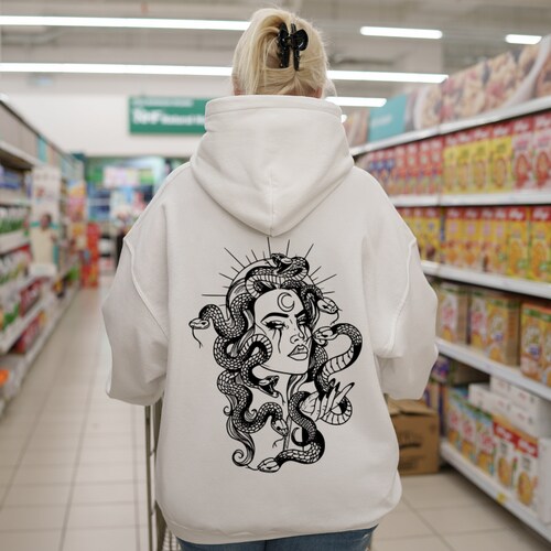 Medusa Snake Face Hoodie, Greek Mythology Witchy Woman Graphic - Etsy