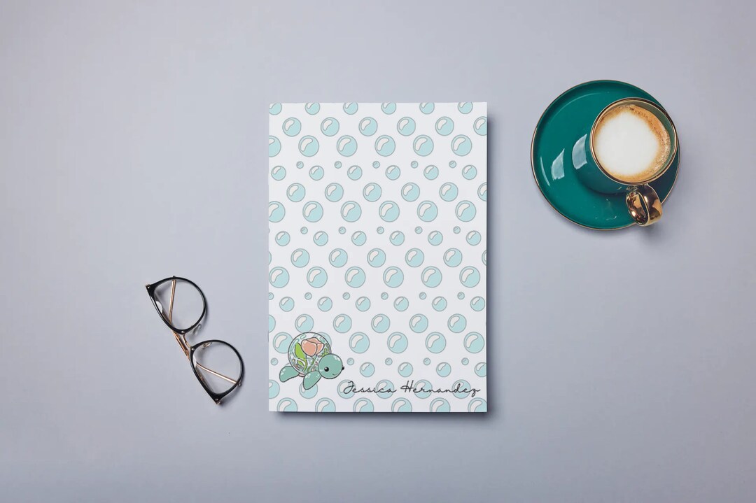 Cute Notepad Turtle Notepad Personalized Notepad Custom Etsy
