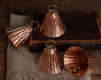 Copper Vintage Inspired Bell Ornaments Set/4 or Set/2